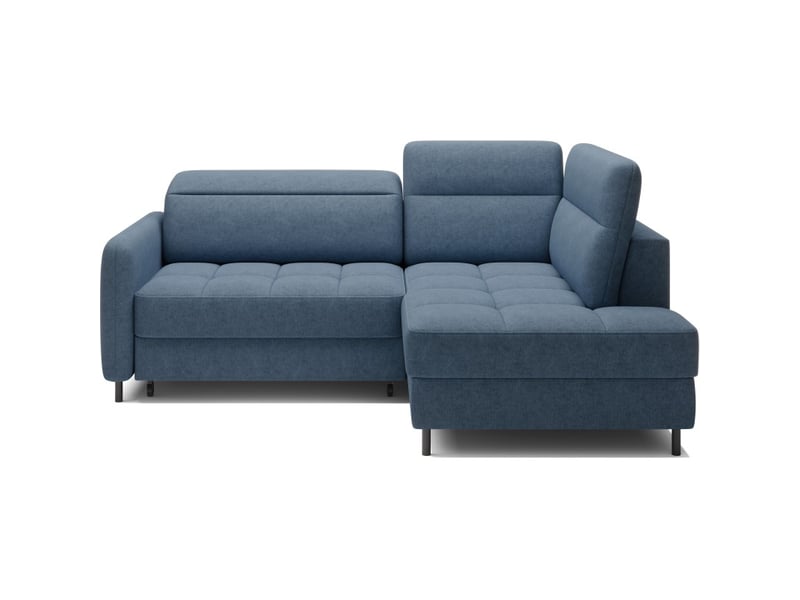  Canapé d'angle droit convertible barnea 208 cm bleu marine chiné avec rangement  - Conforama A