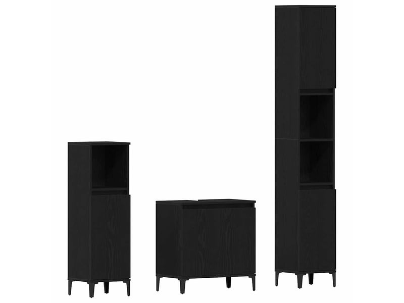 Ensemble de mobilier de salle de bain 3 pc chêne noir cf64320 - Conforama A
