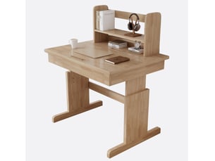 Bureau enfant multi 80x80x94 cm, réglable en hauteur, plateau inclinable, porte-livres, meuble chambre, bois, naturel