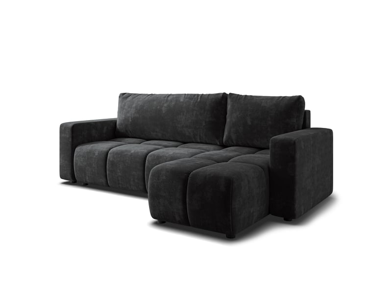  Canapé d'angle ramil, tissu chenille noir  - Conforama A