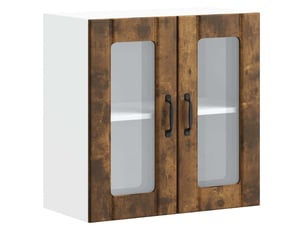 Armoire murale de cuisine avec porte vitrée lucca chêne fumé bois d'ingénierie shl3789