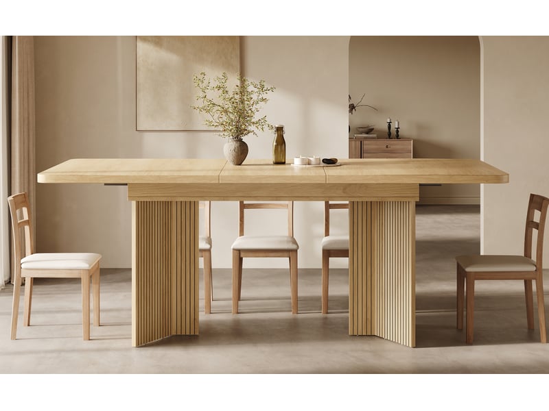 Table à manger extensible, 120 à 160 cm, rectangulaire, mdf, naturel, plateau extensible de 120 à 160 cm - Conforama B