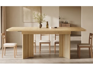 Table à manger extensible, 120 à 160 cm, rectangulaire, mdf, naturel, plateau extensible de 120 à 160 cm