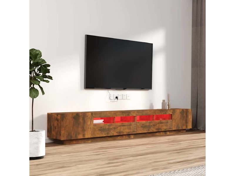  Ensemble de meubles tv - banc tv - meuble de rangement avec lumières led 3 pcs chêne fumé  - Conforama C