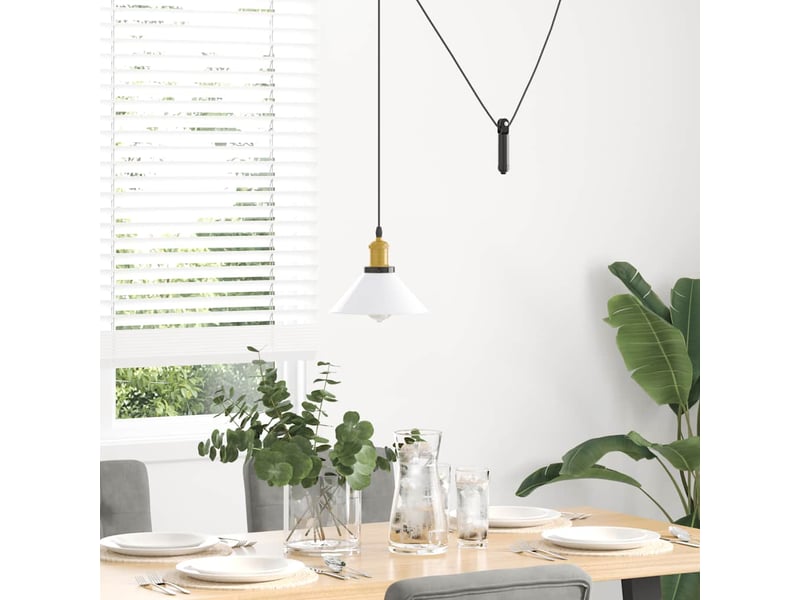 Lampe suspendue, suspension luminaire réglable hauteur e27 blanc brillant ø22cm métal - Conforama C