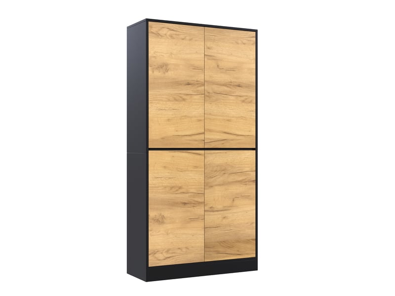  Armoire de rangement 80 x 35 x 180 cm en bois noir et chêne, étagères réglables, bibliothèque et rangement pour bureau, salon et entrée  - Conforama A