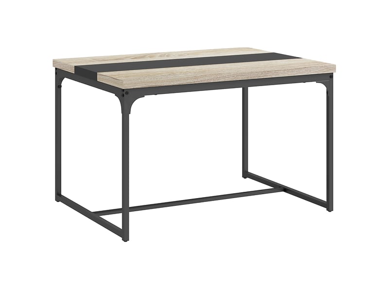 Table de salle à manger pour 6 personnes, style industriel en métal noir et bois, dim. 120l x 89l x 75,5h cm - Conforama B