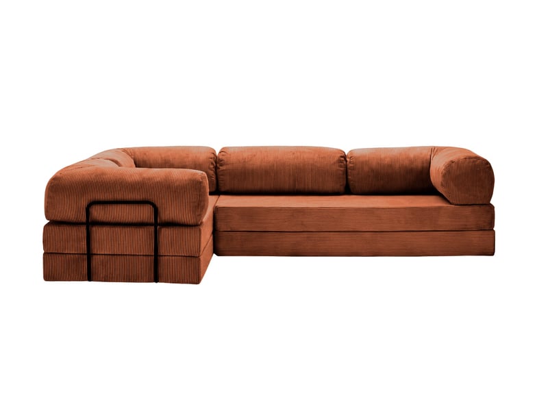  Cosima l - canapé d'angle convertible petit velours côtelé 4 places terracotta gauche  - Conforama A
