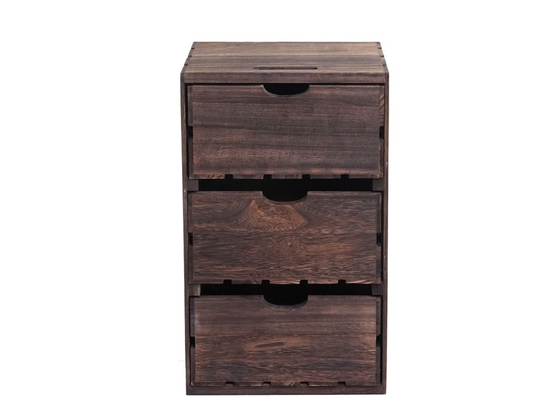  Commode hwc-c62, commode en bois, aspect miteux vintage 3 tiroirs 53x32x26cm - marron  - Conforama C