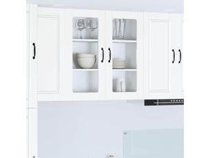 Meuble mural de cuisine, cabinet en verre mural blanc 80x31x80cm shl6250