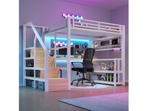 Lit mezzanine 140x200 cm <strong></strong>  <strong></strong> coloris blanc