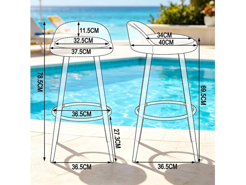  Tabouret de bar avec dossier hauteur d'assise 69,5 cm evryae  - Conforama E