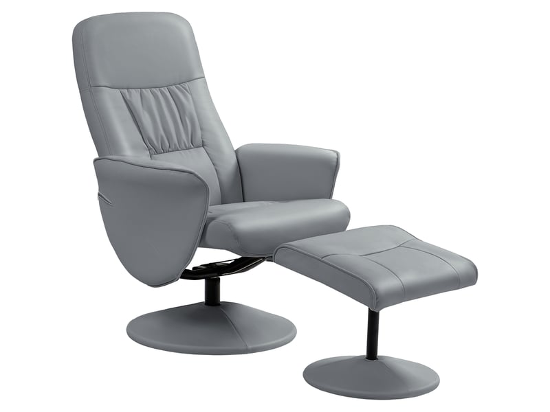  Ensemble fauteuil 2 pièces, fauteuil avec repose-pieds, fauteuil inclinable avec repose-pieds, réglable en hauteur, dossier inclinable, gris clair  - Conforama A