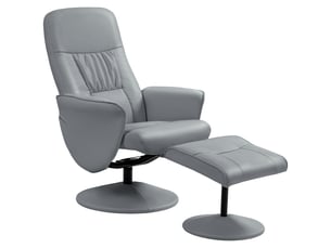 Ensemble fauteuil 2 pièces, fauteuil avec repose-pieds, fauteuil inclinable avec repose-pieds, réglable en hauteur, dossier inclinable, gris clair