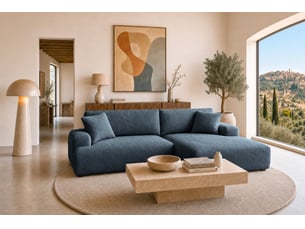 Canapé d'angle réversible convertible CASANOVA 3 places Tissu bleu avec coffre de rangement