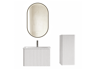 Ensemble meuble salle de bain vasque sous-vasque colonne miroir led 60 cm blanc