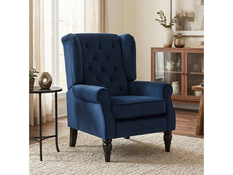  Dossier capitonné, fauteuil de salon à assise large, grand confort pour la lecture, bleu foncé T1003-01-19061 - Conforama D