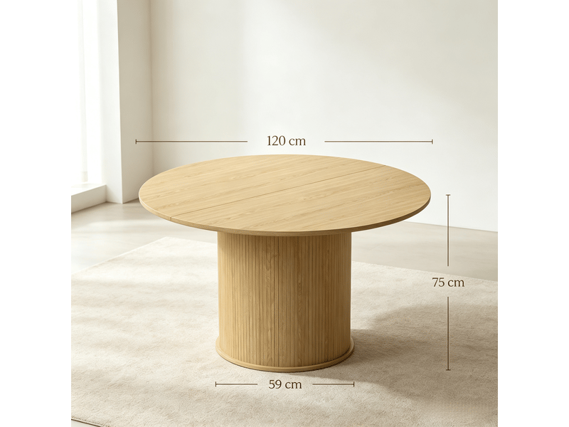  Table à manger ronde 4 à 6 personnes effet bois naturel ø 120 x 75 cm T5828S00058 - Conforama C