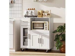 Desserte de cuisine 80 x 40 x 88,7 cm blanche, panneaux de particules et mdf, rangement mobile à roulettes
