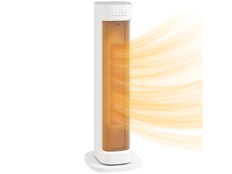  Chauffage d'appoint céramique ptc, radiateur électrique 2000 w avec thermostat réglable, minuterie, 21x19,7x61cm, blanc  - Conforama A