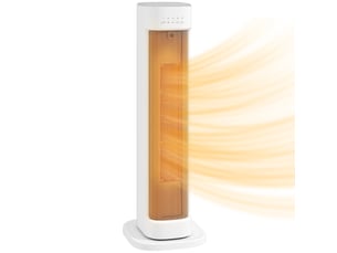 Chauffage d'appoint céramique ptc, radiateur électrique 2000 w avec thermostat réglable, minuterie, 21x19,7x61cm, blanc