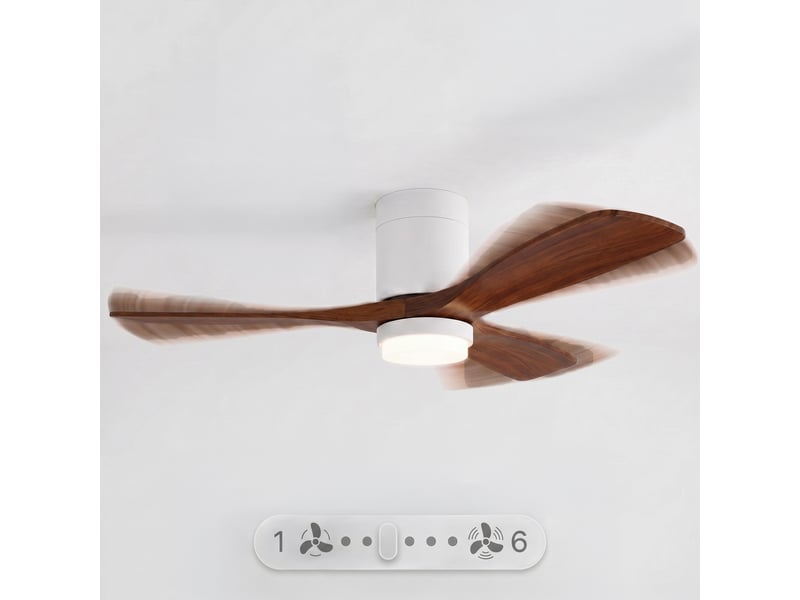  Sweiss flow26 - ventilateur de plafond avec led, 6 vitesses, bois foncé  - Conforama C