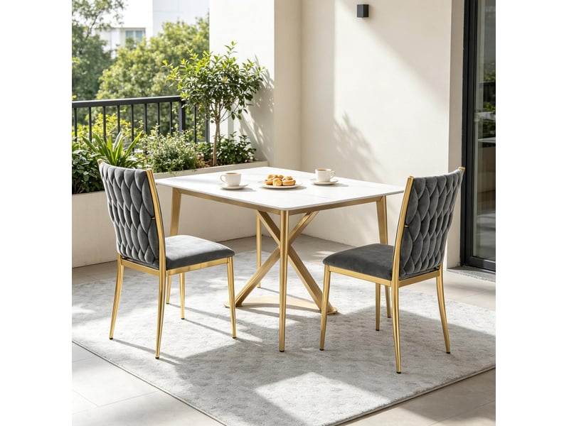  Lot de 2 chaises de salle à manger à dossier haut en velours homvra  - Conforama D