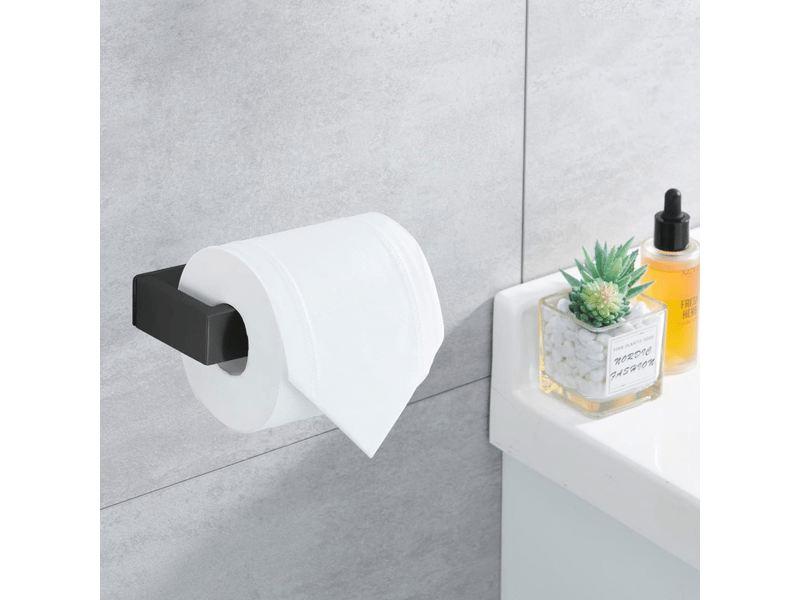  Porte-rouleau de papier toilette auto-adhésif noir en acier inoxydable 304 (sans perçage)  - Conforama C