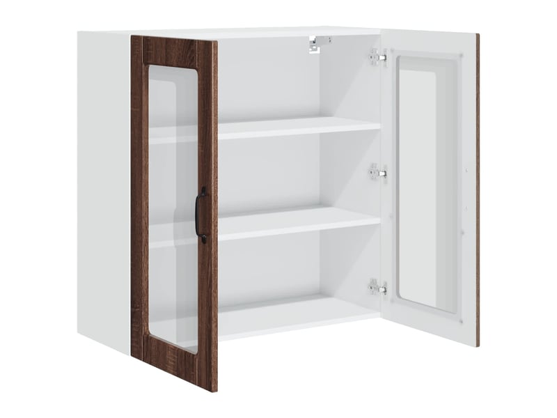 Meuble mural de cuisine, cabinet en verre mural chêne brun 80x31x80cm shl9325 - Conforama E
