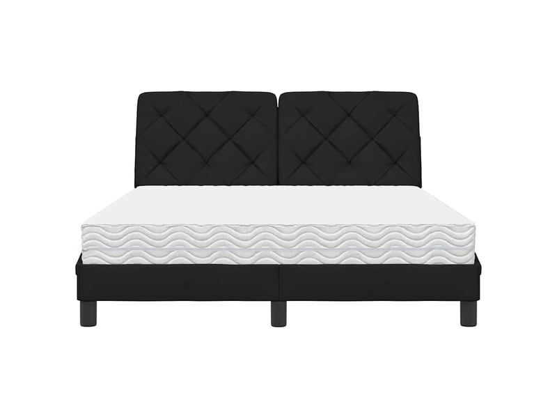  Lit avec matelas noir 140x190 cm tissu  - Conforama D
