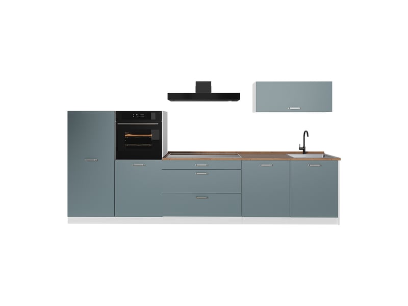 Vicco cuisine, bleu-grisblanc, 340cm sans plan de travail - Conforama A