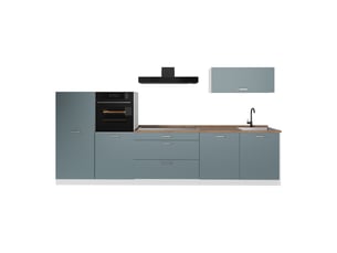 Vicco cuisine, bleu-grisblanc, 340cm sans plan de travail
