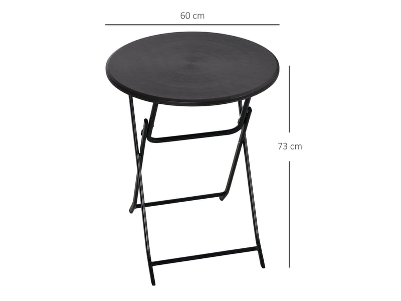  Table de jardin bistrot pliante ronde pour 4 personnes, plateau aspect bois et structure acier, gris foncé, ø60 × 73 cm  - Conforama D