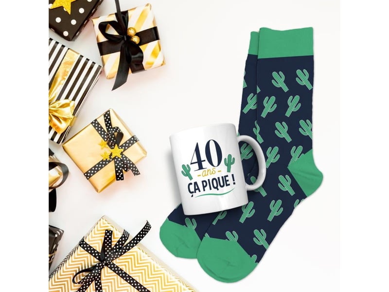  Stc coffret mug et chaussettes assorties - 40 ça pique !  - Conforama D