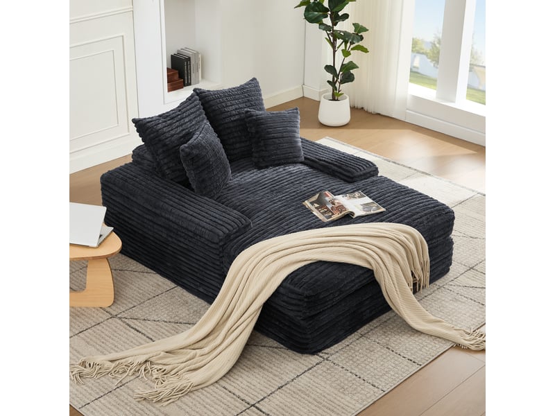  Canapé convertible 027r gris slim en velours côtelé, 4 coussins, multifonctionnel  - Conforama B