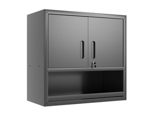Armoire à outils murale 75 x 30 x 77 cm noire en métal, 2 portes verrouillables et rangement ouvert