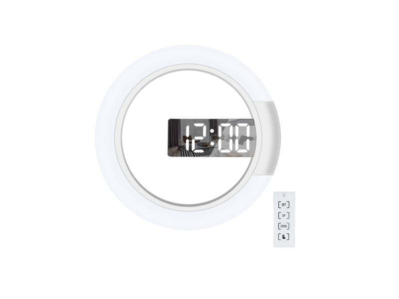  Horloge murale numérique led avec télécommande – alimentée par usb, blanc  - Conforama A