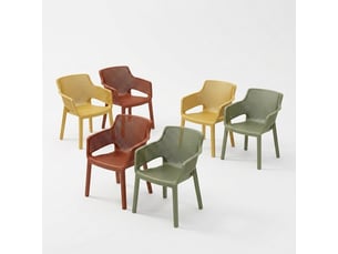 Lot de 6 chaises avec accoudoirs intérieur extérieur elisa chair - multicolore