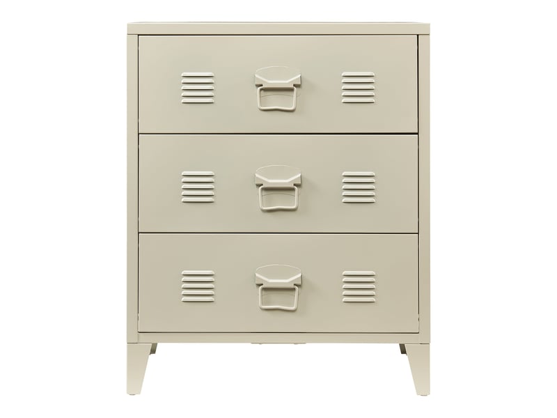 Commode meuble de rangement pratique entrée salon chambre métallique avec 3 tiroirs acier 72 x 60 x 40 cm camel 03_0009302  - Conforama C