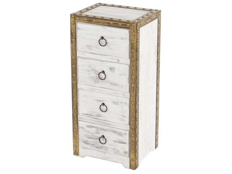 Commode duran, commode à tiroirs, armoire, 4 tiroirs, style shabby, vintage 70x33x26cm - blanc - Conforama A