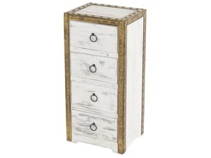 Commode duran, commode à tiroirs, armoire, 4 tiroirs, style shabby, vintage 70x33x26cm - blanc