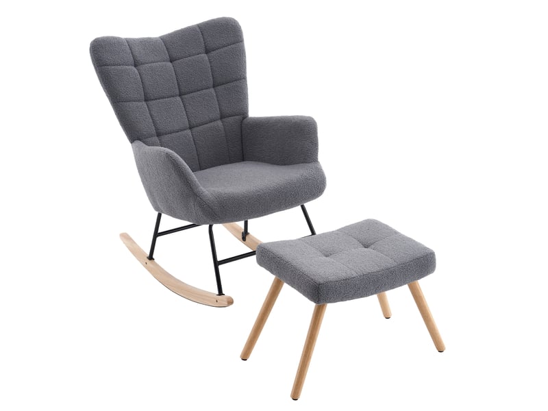  Tcqpz fauteuil à bascule 91x61x88 cm gris avec repose-pieds  - Conforama A