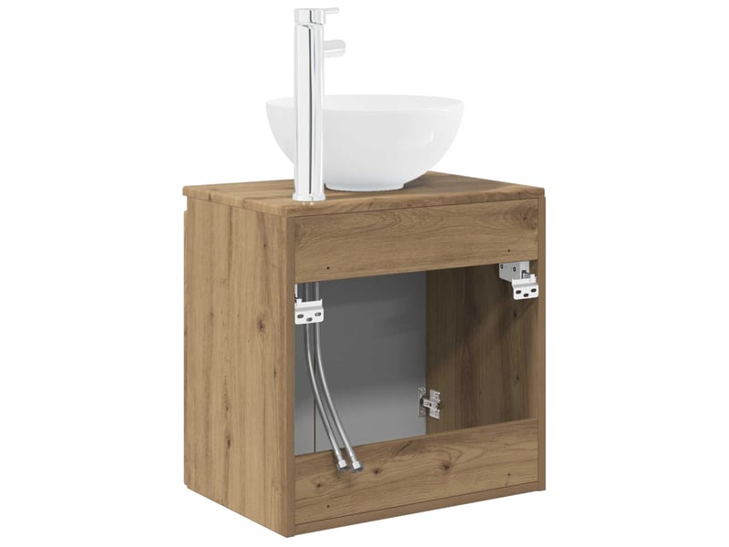  Vanité de lavabo mural, meuble de rangement chêne artisanal 49.5x41x64.5 cm shl1021  - Conforama E