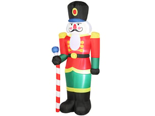 Soldat casse-noisette gonflable de noël 245 cm avec lumières led et sceptre, intérieur et extérieur, multicolore