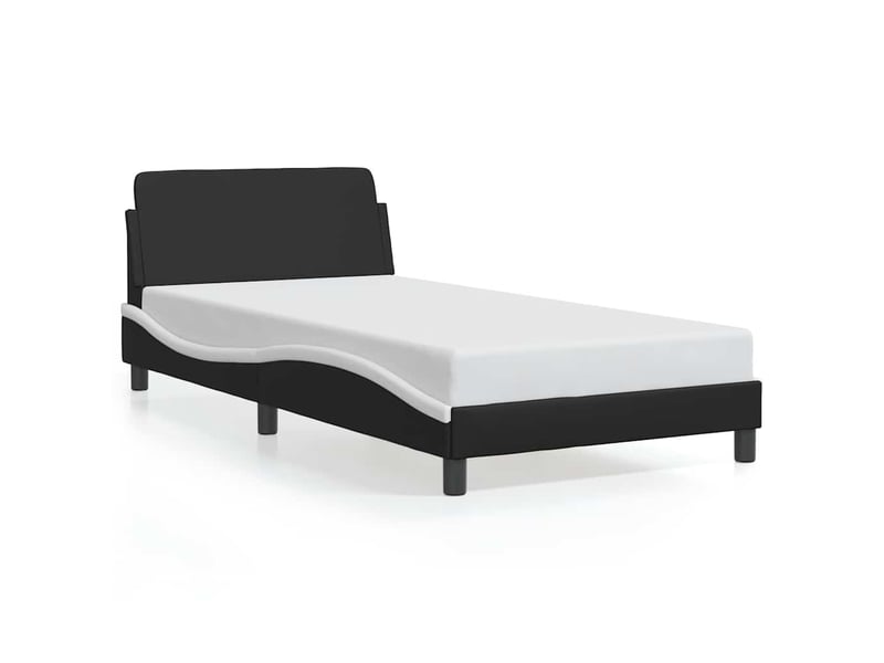  Lit simple- lit adulte -  cadre de lit dover noir et blanc 100x200 cm similicuir  - Conforama A