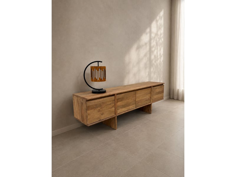  Meuble tv à 4 portes en bois de manguer masif naturel  - Conforama B