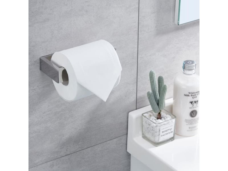  Porte-rouleau de papier toilette sans perçage - en acier inoxydable chromé 304 - perçage  - Conforama B