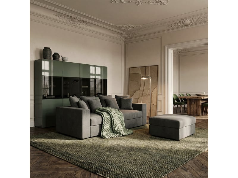  Canapé modulaire de salon déhoussable avec pouf et coussins cortina d - gris  - Conforama B