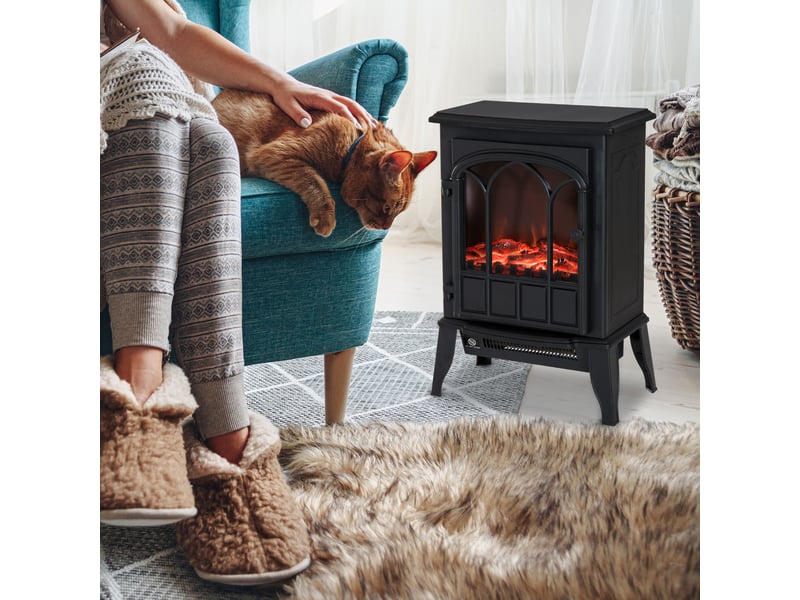  Cheminée électrique sur pied, fausse cheminée décorative avec effet flamme led, protection contre la surchauffe, zone de couverture 15-30 m²  - Conforama C