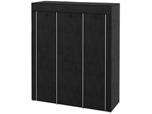 Armoire en tissu, solution de rangement, 8 étagères, 2 tringles, noire